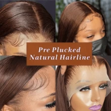 Coleen 230% Density Straight Human Hair Wig Chocolate Brown Lace Frontal Wig 13x4 Lace Front Wig Glueless Human Hair Wigs Dark Brown Colored Silky Straight Wig HD Transparent Lace Frontal Wigs Natual Black #1B Pre Plucked With Baby Hair Free Shipping For Women - Dark Brown - 查看 5