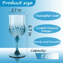 Plastic Wine Glasses,Plastic Goblets Vintage Style Cordial Drinking Glasses For Wedding Reception, Grand Event Party Supplies, Halloween And Christmas Party Supplies - Màu xanh hải quân - Xem 2