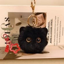 2 Stück Plüsch Katzen- und Teddybär-Schlüsselanhänger, weiß, pink, schwarz, rot, geeignet für Rucksäcke, Schlüssel und verschiedene Accessoires als Weihnachtsgeschenk