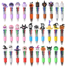 30/20/10/5/1 Pc, Halloween Cartoon Mini Four-Color Ballpoint Pens, Smooth Writing, Cartoon Halloween Style Gel Pens, Cute Pumpkin And Ghost Designs, 0.5mm Fine Tip Black Ink, Perfect For Party Favors, Office Supplies, Fun Gifts For Friends, School Supplies, And Back-To-School Season.