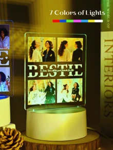 Customized Photo Acrylic Night Light With Printed Picture, Personalized Home Decor As Gift For Best Friend, Birthday, Holiday, Valentine Day, Valentine Day Decor Ornamental Exquisite, High-Quality Custom, Personalized, Unique Ideal Gifts For Her Boyfriend, Girlfriend, Dad, Mom, Family, Friends, Pets, Daughter, School Students, Son For Anniversaries, For Birthdays, For Graduation School, Home, Office,Graphic Print - 3mm Small Square + Bestie02 - View 7