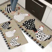 1 Stück Teppich mit Hahn-Muster aus Silikagel für die Küche, waschbarer rechteckiger Teppich für Wohnzimmer, Schlafzimmer, Flur, Badezimmer, Waschküche - Polyester Teppich, geeignet für Innen- und Außenbereich Heimdekoration