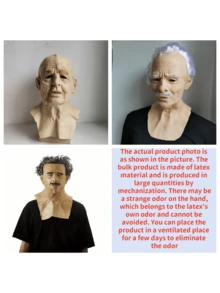 2pcs/Set Sinister Old Man Latex Mask, Bald Head Character Cosplay Prop, Fits Most - Beige - View 10