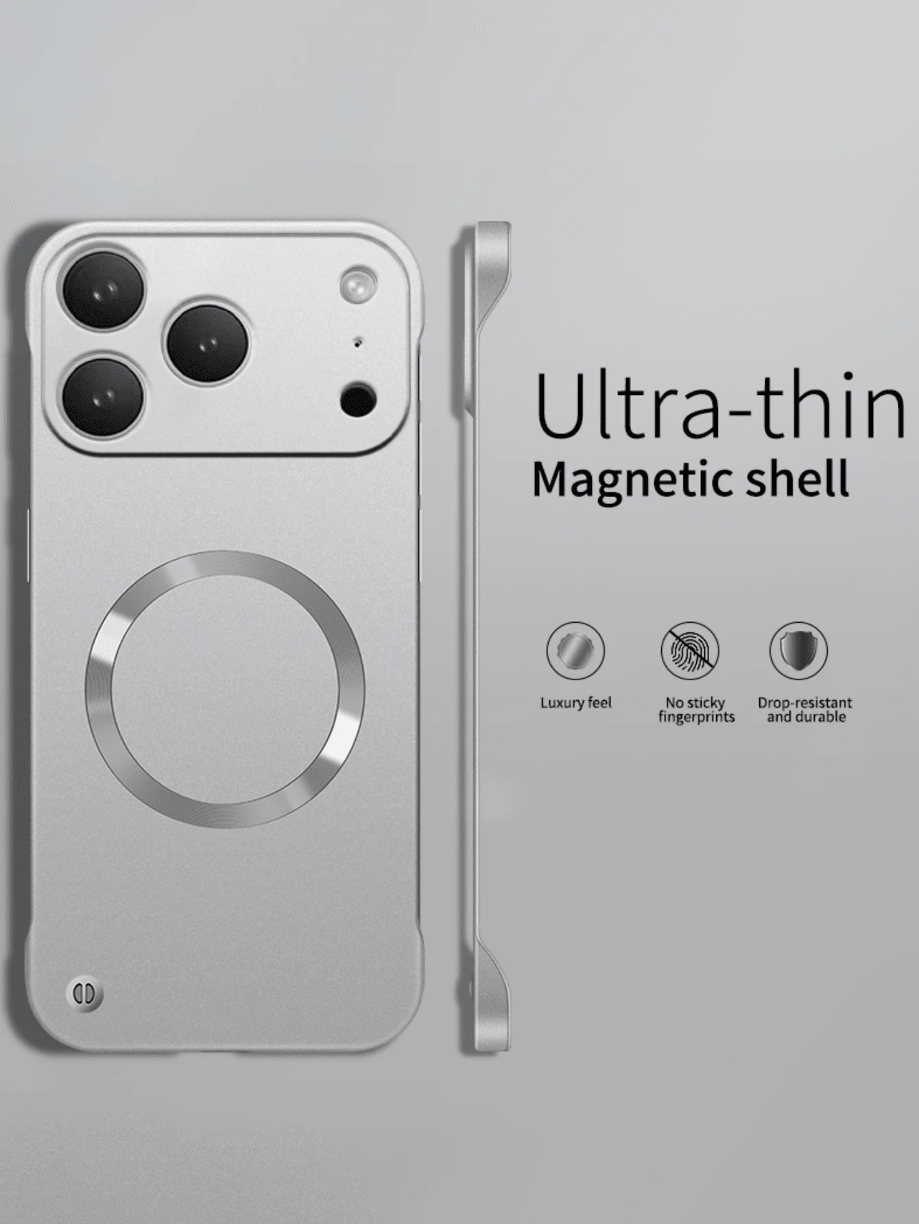 超薄金属漆磁吸手机壳，兼容 17 Pro Max、17 Pro、16、15、14、13、12 Pro Max、17 Air、16 Plus、17，无边框散热 PC 防震保护套