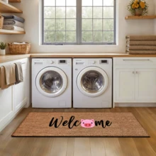 1pc Cute Pig With "Welcome" Pattern Printed Rug, Faux Wool Mat - Highly Absorbent, Easy To Clean, Suitable For Home Decor, Farmhouse, Entryway, Indoor, Room, Kitchen, Dining Room, Small Office/Home Office, Sink, Laundry Room, Doormat, Kitchen Mat, Non-Slip Mat - Multicolor - View 9