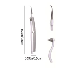 Encendedor ultrasónico para limpiar los dientes Elimina el sarro mediante vibraciones Tecnología avanzada para una limpieza dental sencilla y cómoda Incorpora una luz LED Cabezal doble intercambiable inteligente duradero y cómodo - Blanco - Ver 3