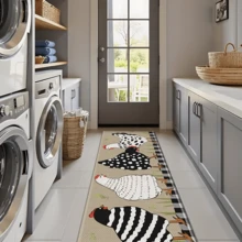 1 Stück Teppich mit Hahn-Muster aus Silikagel für die Küche, waschbarer rechteckiger Teppich für Wohnzimmer, Schlafzimmer, Flur, Badezimmer, Waschküche - Polyester Teppich, geeignet für Innen- und Außenbereich Heimdekoration