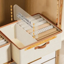 Large Multifunctional Folding Wardrobe Organizer For Clothes And Pants With 2 Dividers - Beis - Ver 8
