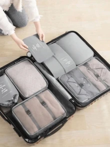 7 piezas de cubos de embalaje de viaje, bolsas organizadoras para ropa, ropa interior, cosméticos, bolsas de almacenamiento de equipaje de gran capacidad y resistentes al agua - Multicolor - Ver 3