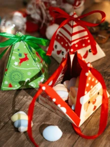 5pcs/10pcs Creative Christmas Candy Packaging Boxes, Christmas Gift Boxes, DIY Gift Packaging Boxes - Multicolor - View 2