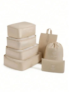 7 piezas de cubos de embalaje de viaje, bolsas organizadoras para ropa, ropa interior, cosméticos, bolsas de almacenamiento de equipaje de gran capacidad y resistentes al agua - Multicolor - Ver 17