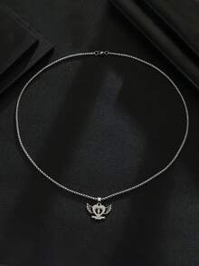 1pc Customized Carved Heart & Wings Pendant Necklace - Personalized Name, Stainless Steel Jewelry, Valentine's Day, Mother's Day, Christmas Gift For Her/Him, Couple Everyday/Party Wear Heart Necklace, Holiday Gift, Elegant Design, High-Quality Craftsmanship, Romantic Present - Item 6 - View 4