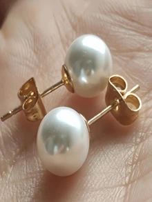 1 par de brincos simples de pérolas de água doce coreanas para mulheres, brincos de luxo leves e pendurados nas costas, o melhor presente para mulheres, brincos de pino modernos e personalizados