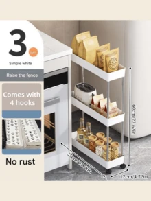 多功能白色滑动货架滚轮推车，镂空排水多层超薄收纳车，细长收纳车，滚动收纳车，窄架，浴室收纳架，厨房，浴室，洗衣房移动架子，节省空间的整理器，多层落地架，塔架，适用于厨房洗衣房等狭窄空间