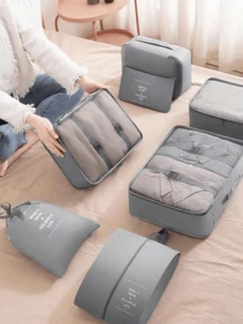 7 piezas de cubos de embalaje de viaje, bolsas organizadoras para ropa, ropa interior, cosméticos, bolsas de almacenamiento de equipaje de gran capacidad y resistentes al agua - Multicolor - Ver 2