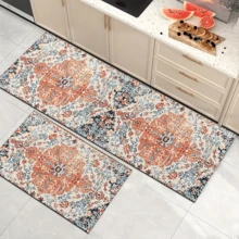 1pc Printed Silica Gel Kitchen Mat, Rug, Doormat, Easy To Clean, Rectangular Printed Carpet, Suitable For Living Room, Bedroom, Hallway, Bathroom, Laundry Room - Polyester Carpet, Suitable For Indoor And Outdoor Home Decor
