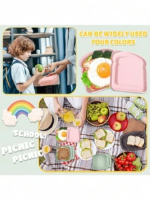 1 pieza Caja Bento, Recipiente para Sándwich, Caja de Almuerzo con Forma de Pan Tostado de Plástico, Caja para Sándwich con Tapa, Reutilizable, Apta para Microondas y Lavavajillas, Adecuada para Familia o Adultos, Utensilios de Cocina