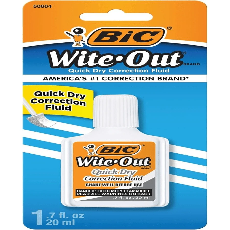 BIC Wite-Out Quick Dry Correction Fluid, 20mL, White, Goes On Easy With A Reduced Dry Time, 1-Count Pack - MàuA - Xem 1