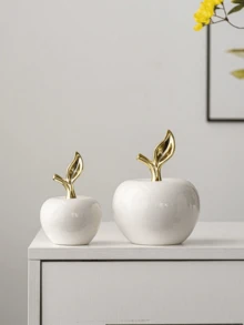 Keramische einfache apfelförmige Tischdekorationen in Weiß, kreativ im Boho-Stil, geeignet als Geschenk für Freunde/Büro-Tischdekor Zuhause, Geburtstagsgeschenke.