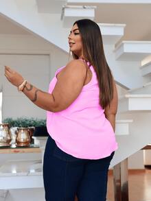 Duna Women's Plus Size Tank Top With Pearl Buttons GG G1 To G3 - Baby Pink - View 3