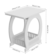 Lislark Bedside Table Cabinet Side End Coffee Tea Table Nightstand Storage Shelf White - White - View 5