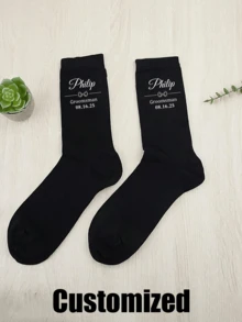 個性化伴郎襪子，客製化黑色襪子，客製化船襪，客製化臉部襪子，情侶襪，客製化婚禮派對禮物，正式字母組合襪，婚禮襪－一套奢華個性化正裝襪，新郎婚禮日，訂婚裝飾，單身派對，單身週末，伴郎，伴郎長，求婚禮物，父親節，丈夫，爸爸禮物，中性 - 彩色 - 查看 7