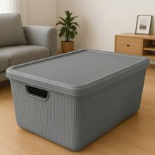15 Liters Plastic Storage Box With Lid For Bathroom, Office, Kitchen - Xám - Xem 1