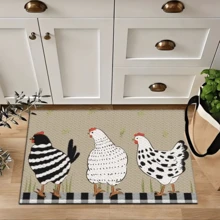1 Stück Teppich mit Hahn-Muster aus Silikagel für die Küche, waschbarer rechteckiger Teppich für Wohnzimmer, Schlafzimmer, Flur, Badezimmer, Waschküche - Polyester Teppich, geeignet für Innen- und Außenbereich Heimdekoration