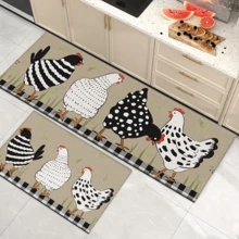 1 Stück Teppich mit Hahn-Muster aus Silikagel für die Küche, waschbarer rechteckiger Teppich für Wohnzimmer, Schlafzimmer, Flur, Badezimmer, Waschküche - Polyester Teppich, geeignet für Innen- und Außenbereich Heimdekoration