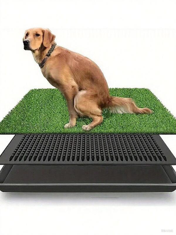 1pc Reusable Artificial Grass Dog Potty Pad, Indoor & Outdoor Durable Plastic Pee Pad With Urine Wall, Suitable For Small To Medium Dogs, Recommended For Pet Waste