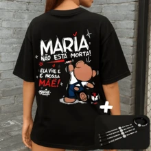 Women's Streetwear T-Shirt Kit Mary Is Not Dead And Catholic Saint Benedict Medal Bracelet Cotton Fabric Shirt NEW - 黑色 - 查看 1