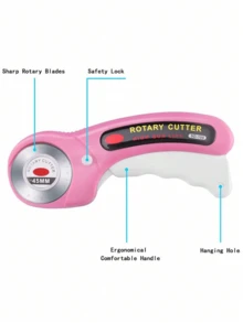 45mm Rotary Cutter With 5 Replacement Blades, Ergonomic Handle With Lock Function, Suitable For Fabric, Leather, Crafts, Sewing, Quilting, Usable For Both Left And Right Hands - Multicolor - View 3