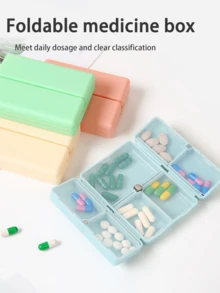 1 件 7 天药丸收纳盒，分隔设计，适合旅行，储存药品、维生素和鱼油补充剂，可折叠双层储物盒，磁性 7 隔层药盒 - 彩色 - 查看 4