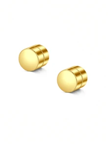 CIZME 2 件男士假耳环，女士耳钉，男士假耳环，男士夹式耳环，方晶锆石不锈钢假耳环耳钉，仿无穿孔耳环，耳夹，女士男士无穿孔身体首饰，CZ 直径 5mm-6mm