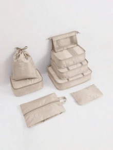 7 piezas de cubos de embalaje de viaje, bolsas organizadoras para ropa, ropa interior, cosméticos, bolsas de almacenamiento de equipaje de gran capacidad y resistentes al agua - Multicolor - Ver 13