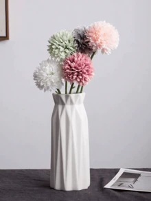 1 قطعة إناء بلاستيكي أبيض، إناء ذو مظهر سيراميكي زخرفي لترتيب الزهور، تصميم بسيط وبسيط للغرفة المعيشية والنوم والشرفة، مناسب للغرفة المعيشية وطاولة الطعام وخزانة التلفزيون، مصنوع من مادة البولي بروبلين، تصميم مقاوم للسقوط، رائع كهدية عيد ميلاد أو تخرج، ديكور المنزل، إناء زهور، إناء زجاجي