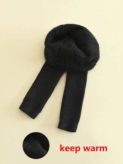 1 قطعة سروال ضيق للأطفال بلون واحد، دافئ ومريح، جوارب طويلة للأطفال الصغار في فصل الخريف/الشتاء، مناسب للارتداء اليومي