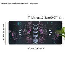 Boho Moon Mouse Pad Aesthetics Floral Desk Mat 35.4x15.7 Inch Office Desk Accessories Rubber Base With Stitched Edge Non-Slip Mousepad For Office Decor Home Decor As Gifts For Women,Men,Girlfriends,Boyfriends,Friends Birthdays