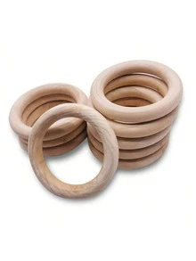 10-100pcs/pack Natural Solid Wood Round Ring With Bark Edge, For Diy Jewelry Making, Crafting And Wood Carving, Diameter Range: 12-95mm - Wood ring (log color) - View 1