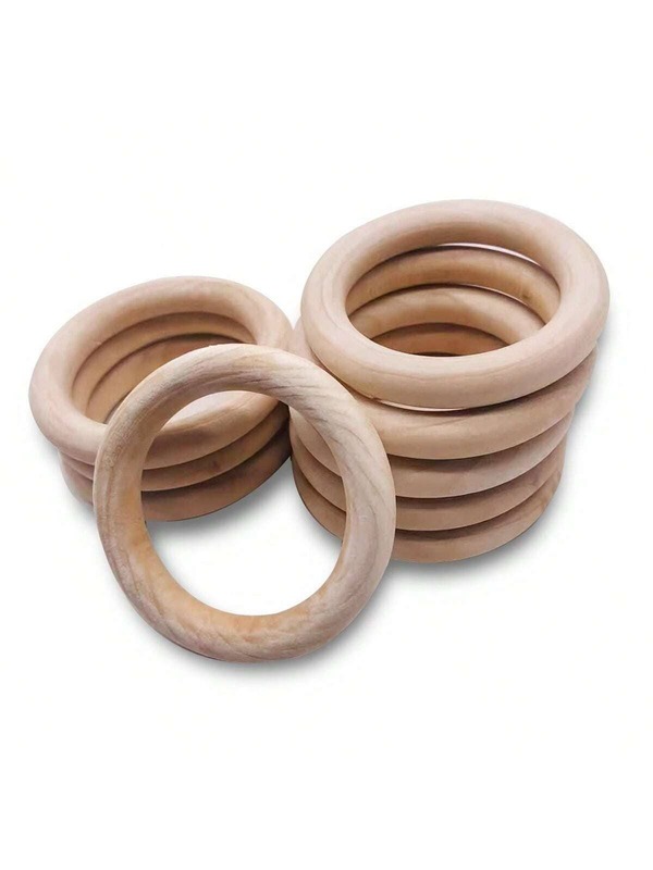 10-100pcs/pack Natural Solid Wood Round Ring With Bark Edge, For Diy Jewelry Making, Crafting And Wood Carving, Diameter Range: 12-95mm