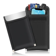 阻燃屏蔽收纳袋 - 隐私安全整理袋，具备防追踪功能，安全文件整理袋，适用于旅行和居家使用，阻燃屏蔽整理袋，可存放信用卡、护照和贵重物品 - 黑色 - 查看 1