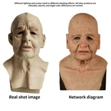 2pcs/Set Sinister Old Man Latex Mask, Bald Head Character Cosplay Prop, Fits Most - Beige - View 4