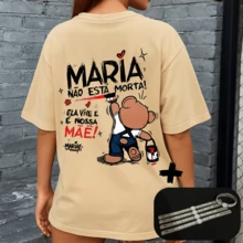 Women's Streetwear T-Shirt Kit Mary Is Not Dead And Catholic Saint Benedict Medal Bracelet Cotton Fabric Shirt NEW - 米色 - 查看 1