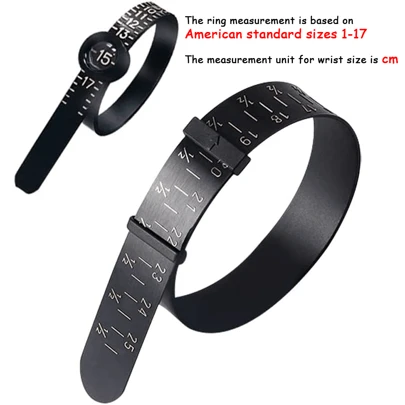 2pcs Ring And Bracelet Sizer Tool - Black/White Reusable Universal Ring Size Measurer, Finger And Wrist Measurement Tool With Magnifying Glass - For Jewelry Measuring