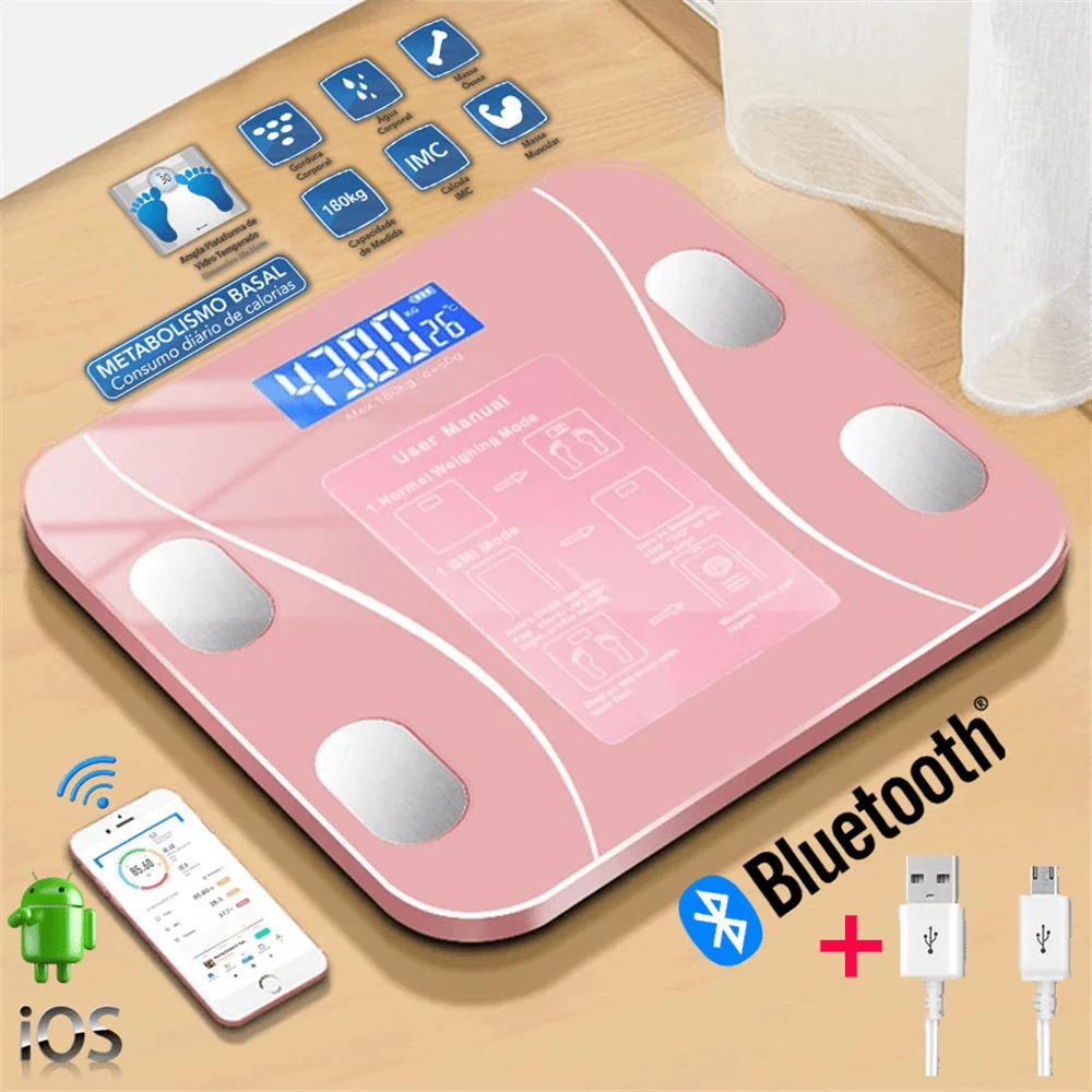 USB Bluetooth Bioimpedance Scale Body Measurement Via App Up To 140kg Weight Small Domestic Scale - LYDZC-usb-rosa - View 1