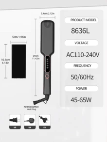 Chapinha de titânio larga de 1 peça para cabelos grossos e cacheados, chapinha de 2 polegadas com aquecimento rápido, dupla voltagem, desligamento automático, com luva e 2 presilhas