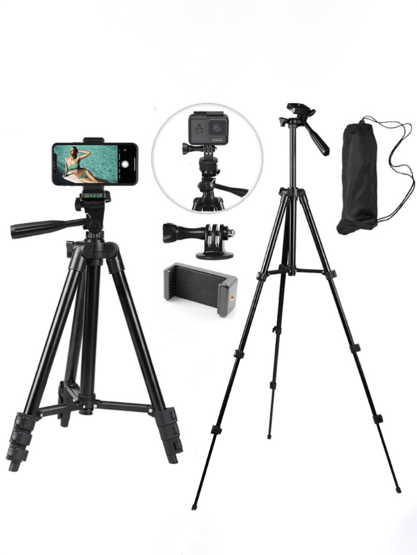 Aluminum Tripod With Universal Phone Clip, Apple/Android/Camera Phone Tripod - Adjustable, Portable, Suitable For Families, Outdoor Travel, Photography Enthusiasts, On-Site Interviews, Etc