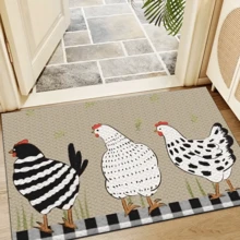1 Stück Teppich mit Hahn-Muster aus Silikagel für die Küche, waschbarer rechteckiger Teppich für Wohnzimmer, Schlafzimmer, Flur, Badezimmer, Waschküche - Polyester Teppich, geeignet für Innen- und Außenbereich Heimdekoration