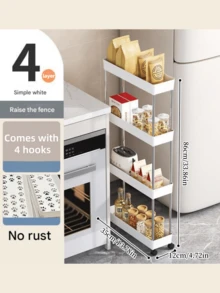 多功能白色滑动货架滚轮推车，镂空排水多层超薄收纳车，细长收纳车，滚动收纳车，窄架，浴室收纳架，厨房，浴室，洗衣房移动架子，节省空间的整理器，多层落地架，塔架，适用于厨房洗衣房等狭窄空间