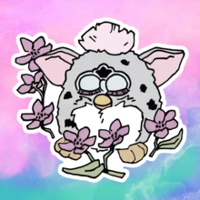 Floral Koala Cute Furby Sticker - Asymmetrical Shape, Self-Adhesive Car Sticker, Suitable For Cars, Laptops Etc. - Single Use, High Quality, Car Sticker